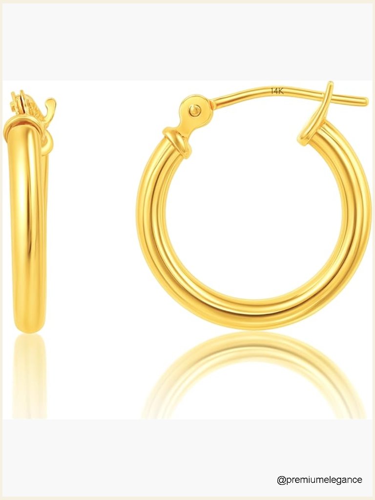 14k Gold Hoop Earrings For Women Hypoallergenic Secure Click Tops 12-50mm